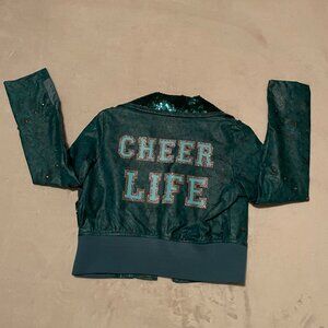 KIDS,DISNEY STORE DESCENDANTS UMA FAUX LEATHER JACKET-Altered screen print CHEER